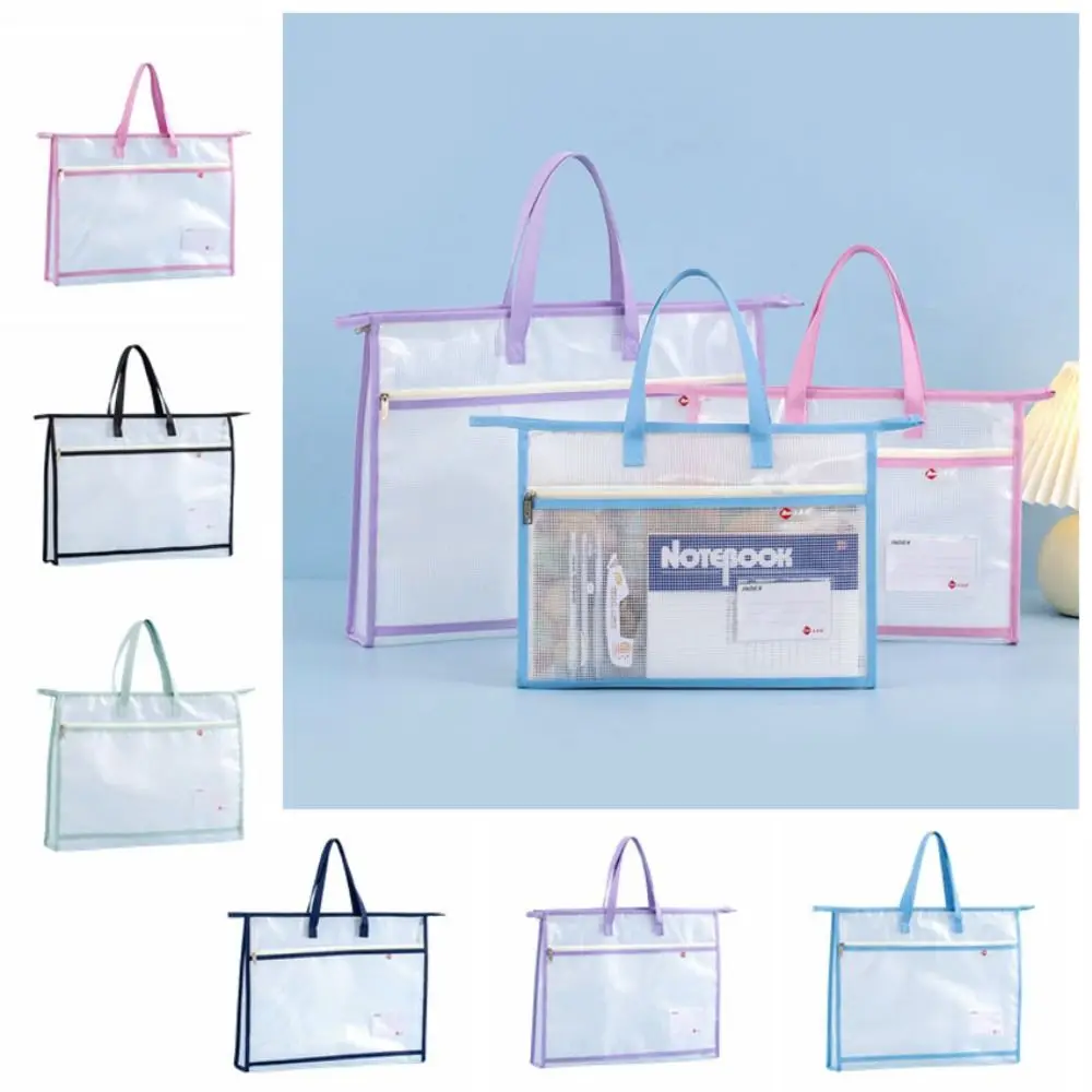 Clear A3/A4 File Storage Bag Multi-layer Waterproof Data Document Bag Thickened with Handle Zipper Pouch Bag File Holder