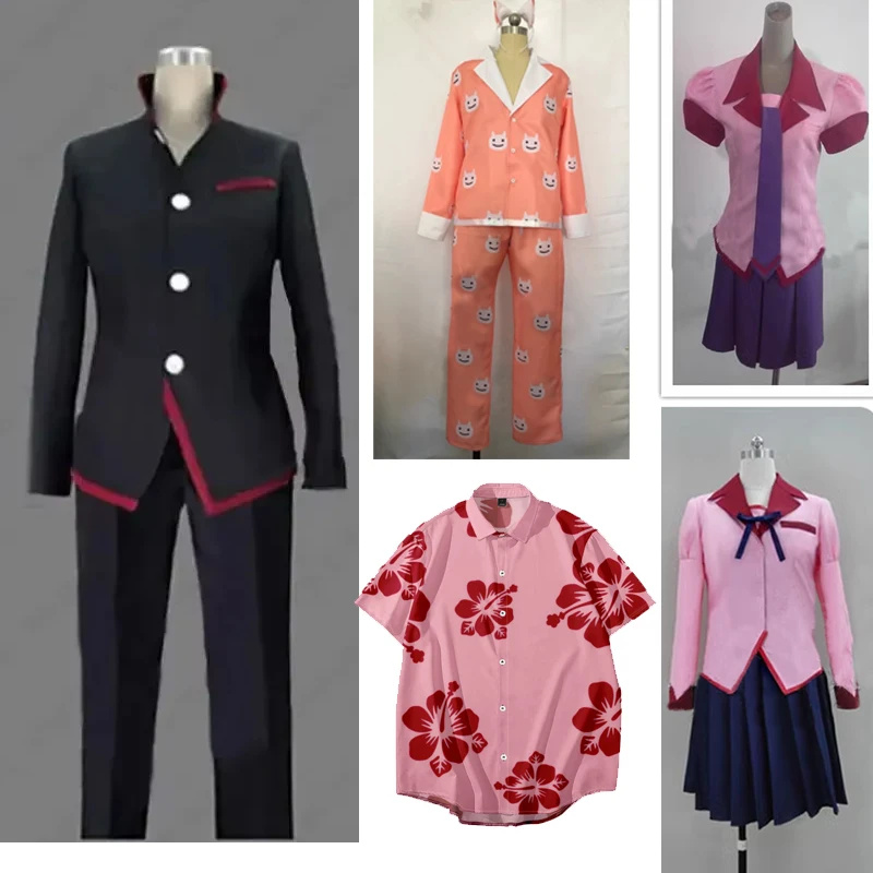 Gatari Araragi Koyomi Cosplay Oshino Ougi Costume Senjougahara Hitagi Dress Black Hanekawa pajamas Oshino Meme shirt