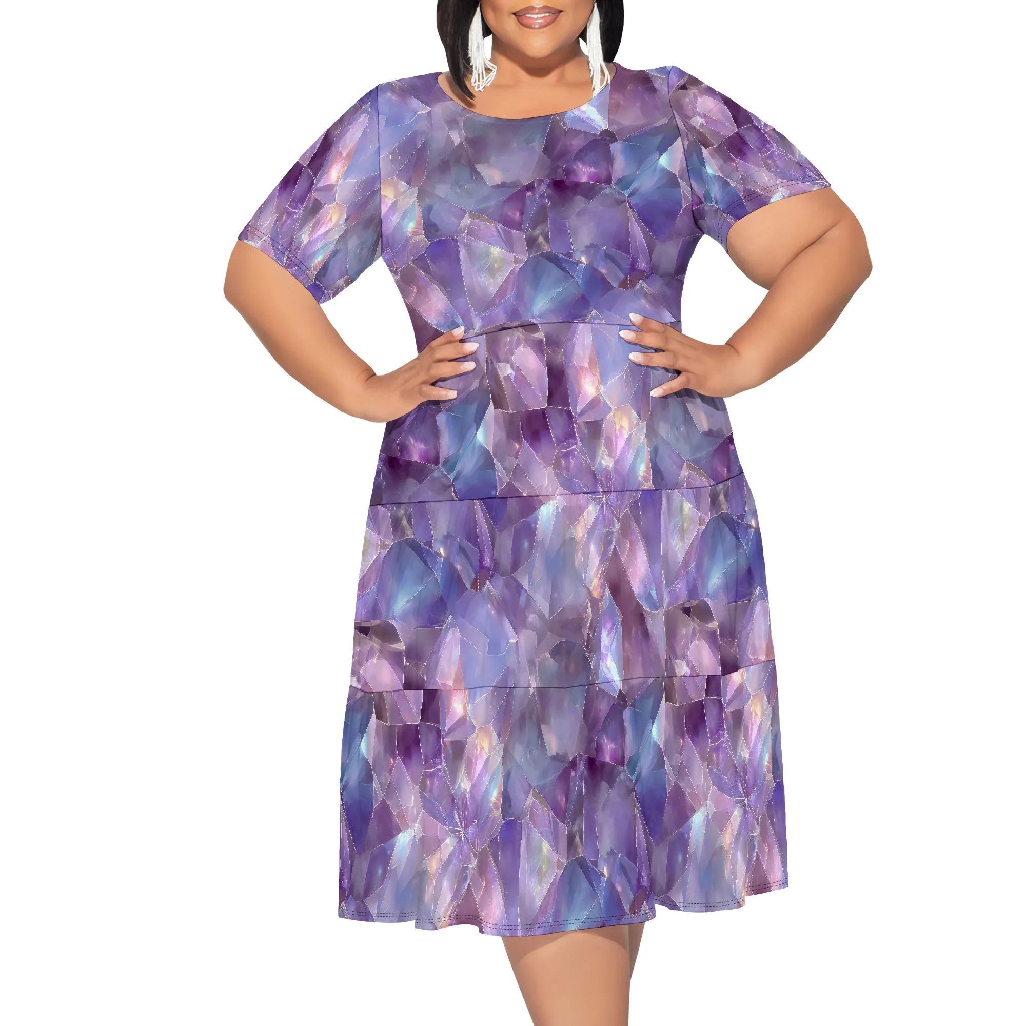 

Kente African Ethnic Tribal Print Short Dress for Women Plus Size Colorful Bright Triangle Geometric Dress