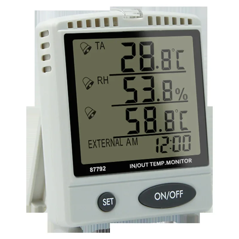 NEW AZ87792 Temperature and Humidity Meter, Alarm, with High Temperature Probe Temperature and Humidity Detector