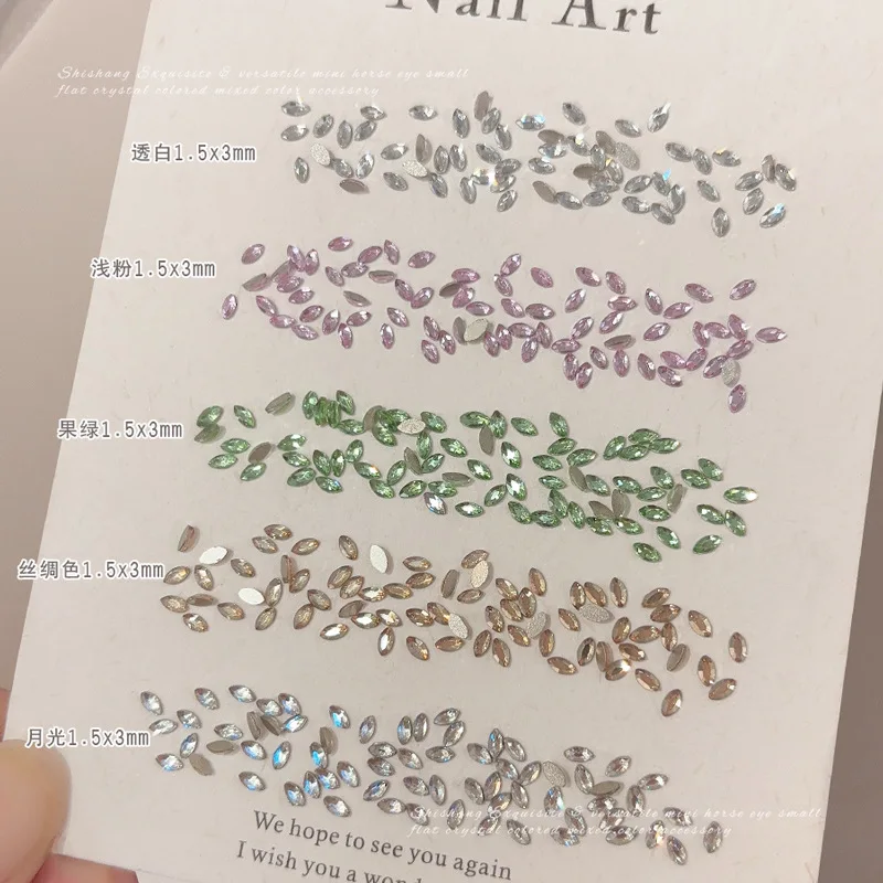300/1440 ชิ้น Mini แบน Marquise ตกแต่งเล็บ Rhinestones คริสตัลเพชรอุปกรณ์เสริมสําหรับเล็บอุปกรณ์เครื่องมือ