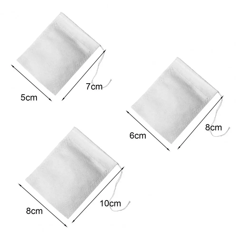 100Pcs Disposable Teabags Non-woven Fabric Tea Filter Bags for Coffee Spice Tea Bag with Drawstring Filters Kitchen Teaware