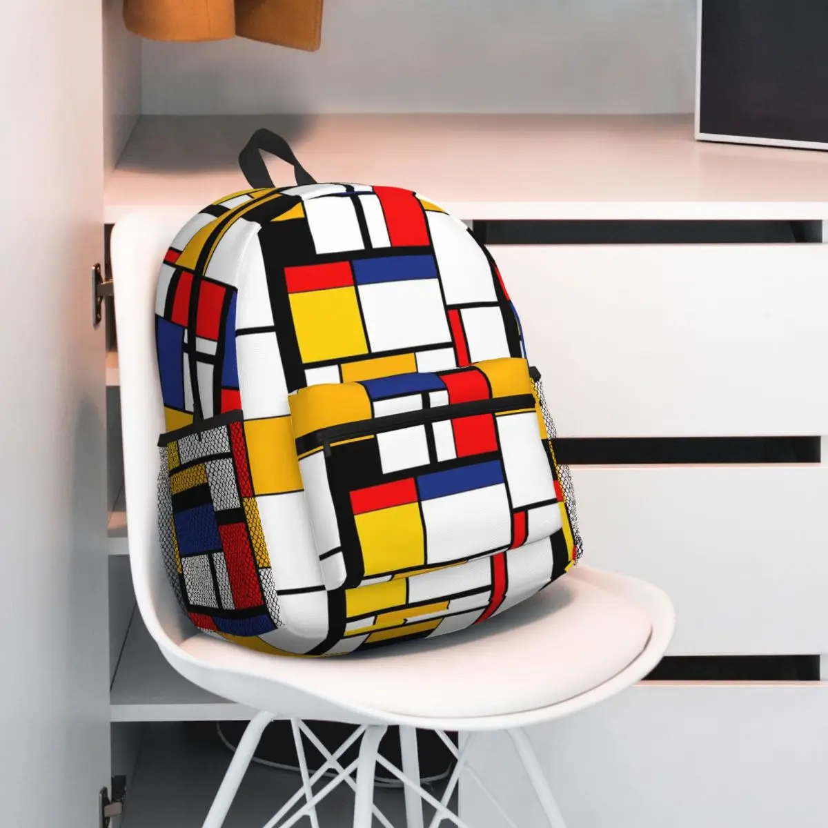 Funny Piet Mondrian Minimalist De Stijl Modern Art Daypack Large Capacity Kids BookBag School Bag Shoulder Bags for Men Women