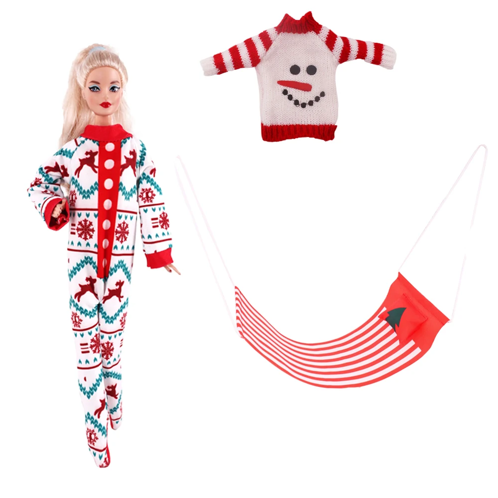 3 pièces/ensemble = combinaison + pull + hamac, vêtements de poupée de Style motif de noël pour poupée de 30CM et accessoires de poupée Spirit, cadeaux de noël pour enfants