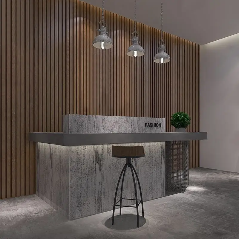 #￥Modern Solid Wood Commercial Reception Desk for Home Bar Mall & Outdoor Use-Eco-Friendly Easy to Clean Contemporary Design