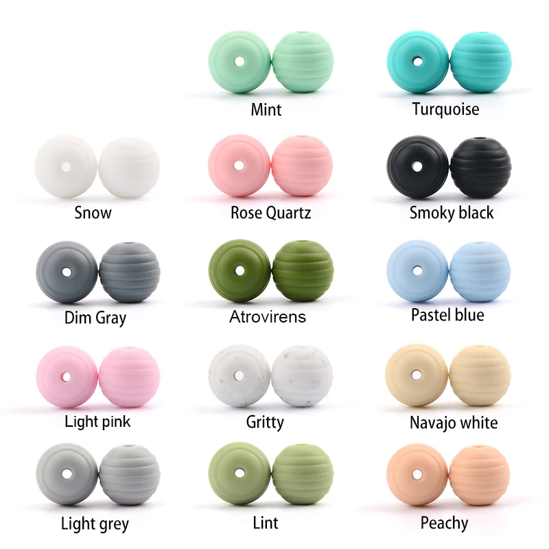 LOFCA-Cuentas de colmena de silicona para bebé, 20 piezas de 15mm de BPA, redondas, de grado alimenticio, en espiral, regalos para Baby Shower de