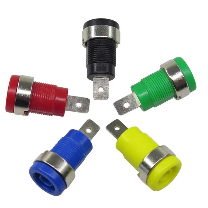 40PCS Insulated Safety 32A 4mm 5 Colors Banana Socket Terminal Female Jack Panel Mount Socket Binding Post Wire Connector
