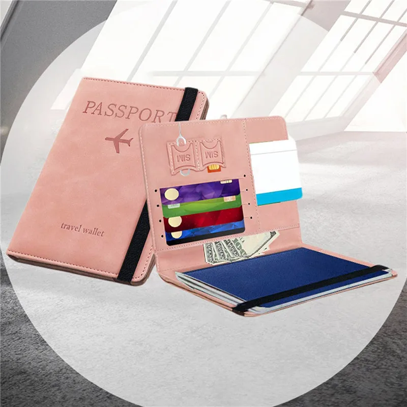 Women Men Vintage Business Passport Covers Holder Multi-Function ID Bank Card PU Leather Wallet Case Travel Accessories