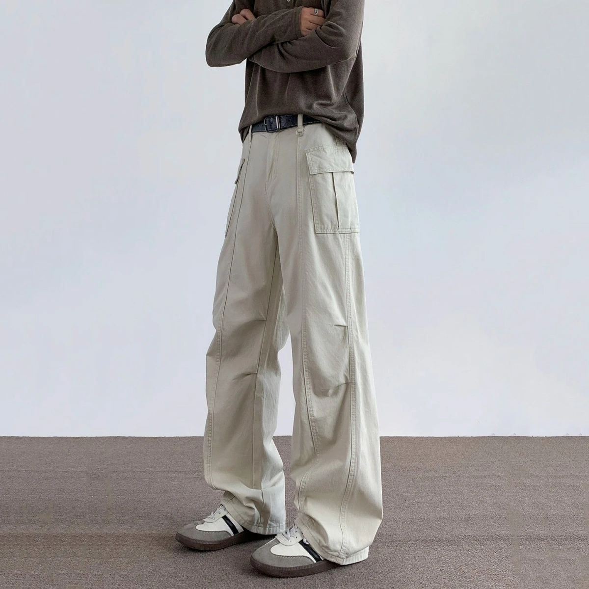 

Мужские повседневные брюки American Sle свободного кроя с прямыми штанинами, модные, брендовые, с эффектом стройности, длинные