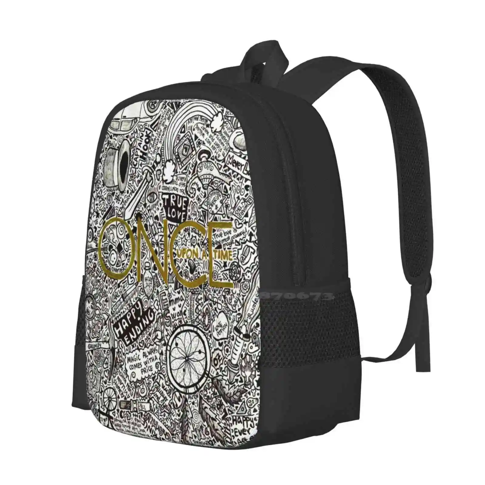 Once Upon A Time School Bags For Teenage Girls Laptop Travel Bags Tv Show Spell Book Chipped Cup Magiv Beans Genie Lamp