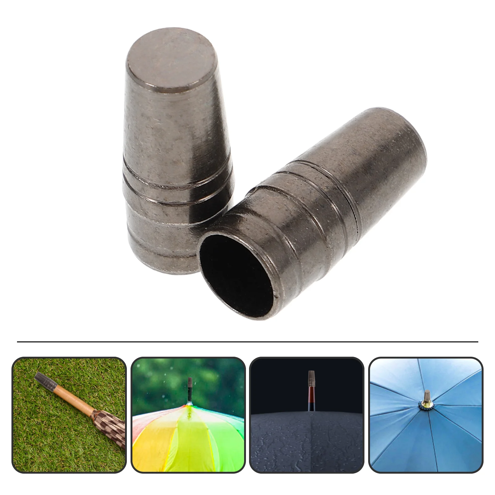 

2 Pcs Water Proof Umbrella Hat Cover Replacement Metal End Tips Supply