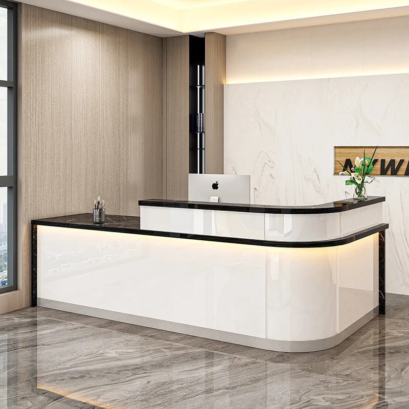 

Italian Aesthetic Reception Desk Creative Storage Classic Versatile Reception Desks Trendy Luxury Theke Empfang Office Furniture