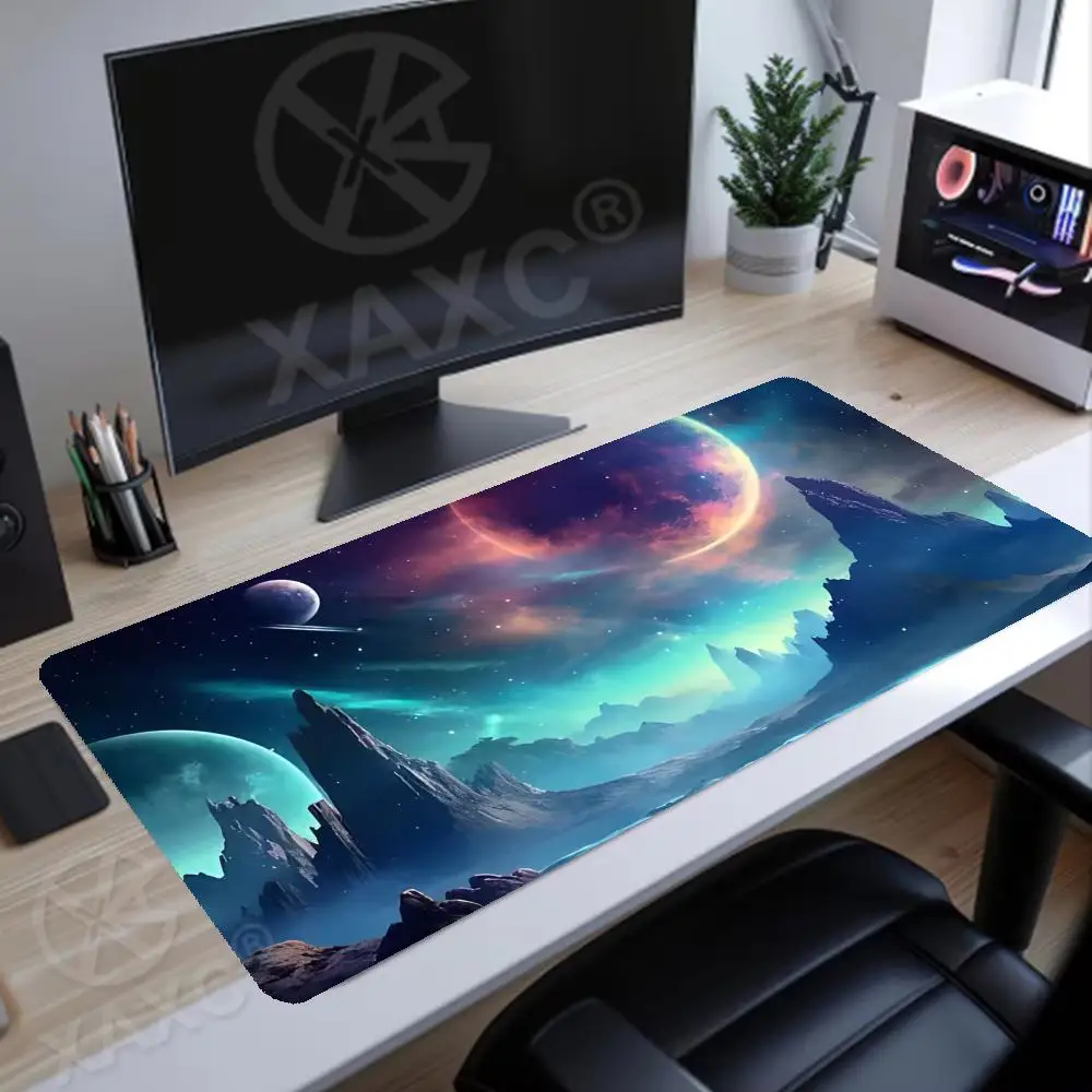 Starry Sky XAXC Colourful and Stylish Design Large Non-Slip Computer Office Table Mats Keyboard Accessories Long Carpet Rug
