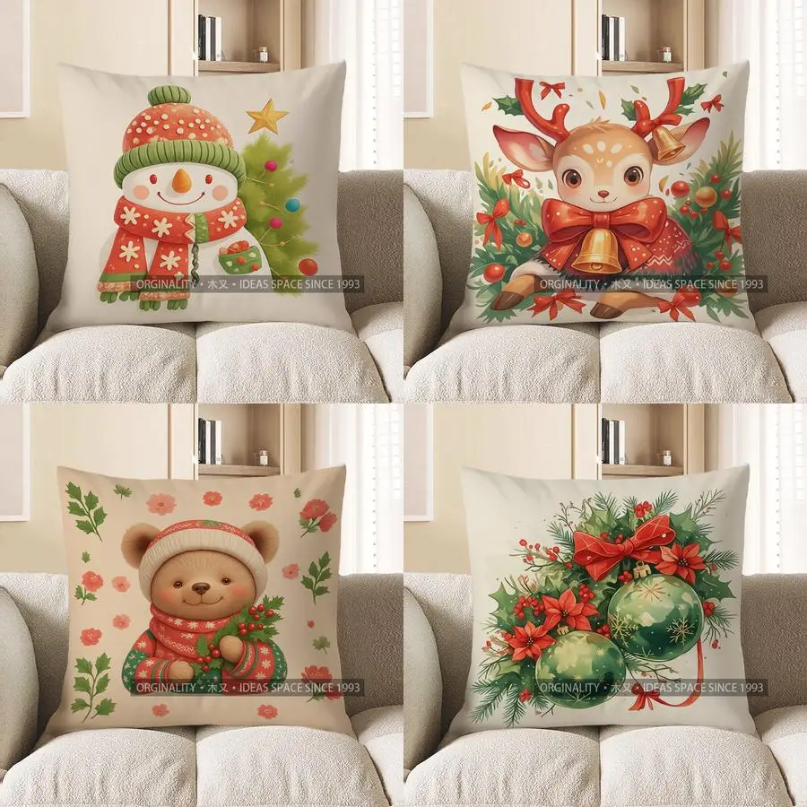 

Домашний декор Снеговик с деревом: праздничный праздничный чехол для подушки с узором, подходит для дивана, спальни, автомобиля, наволочки