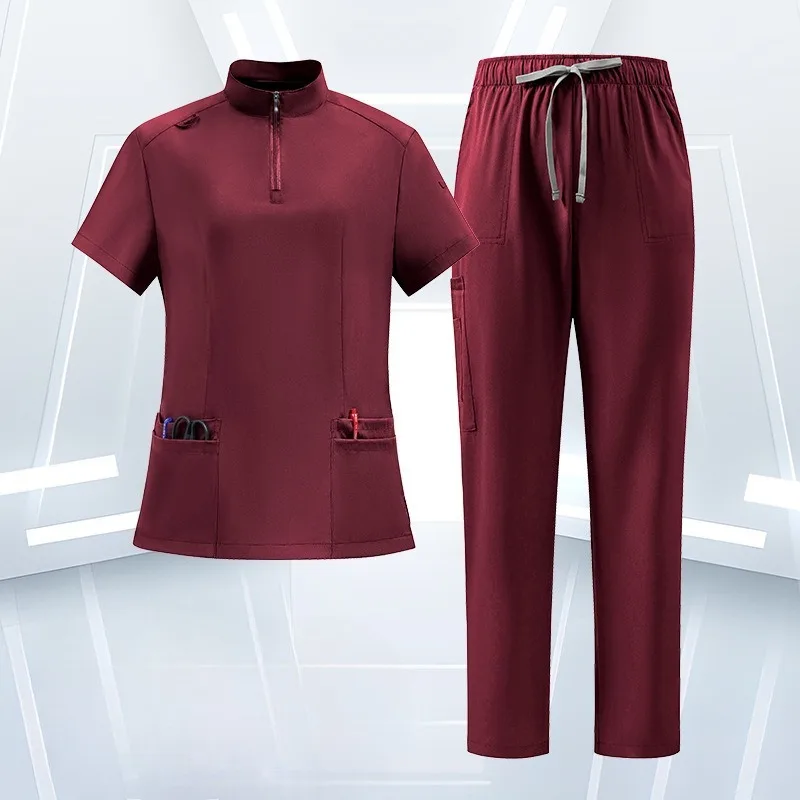 

Женская медицинская блуза с коротким рукавом, быстросохнущая, эластичная, для медсестер и операционных.