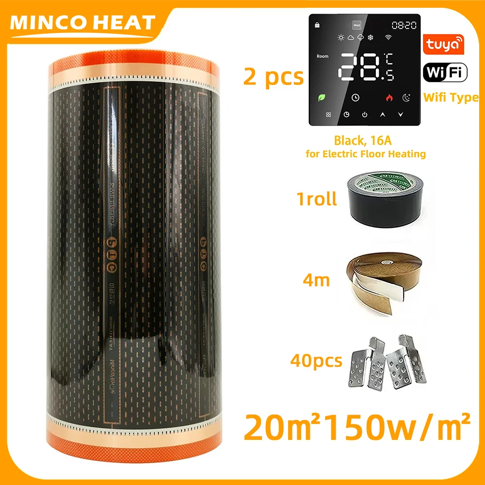 Minco Heat 150w/m2 50cm Width PTC Heating Film for Underfloor Heating System with Temperature Controller