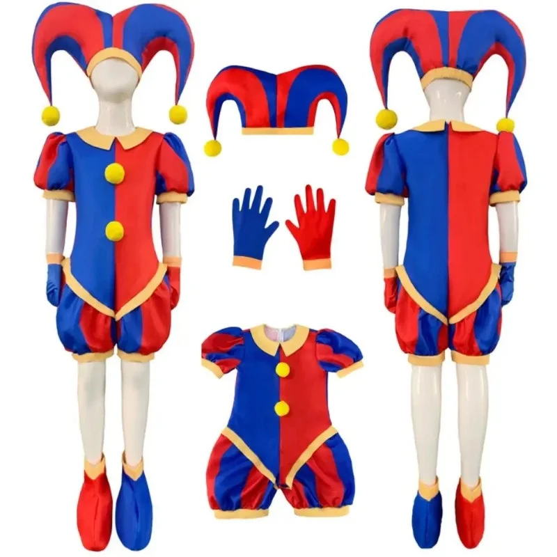 The Amazing Digital Circus Pomni Cosplay Costume Uniform Jumpsuit Hat Bodysuit Human for Adult Kids Costume Cartoon Cos