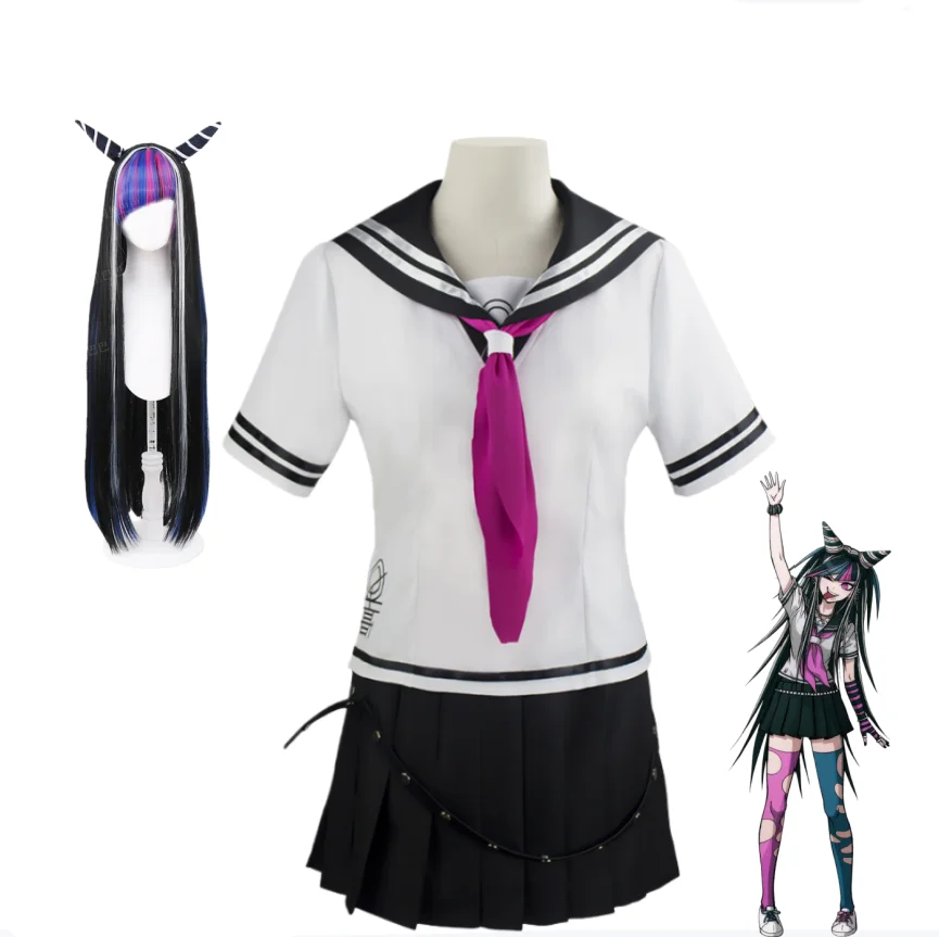 

Danganronpa Ultimate Musician Mioda Ibuki Anime with Sailor Outfit Accessories Wig Set Stage Activities Party Comic Con Costumes