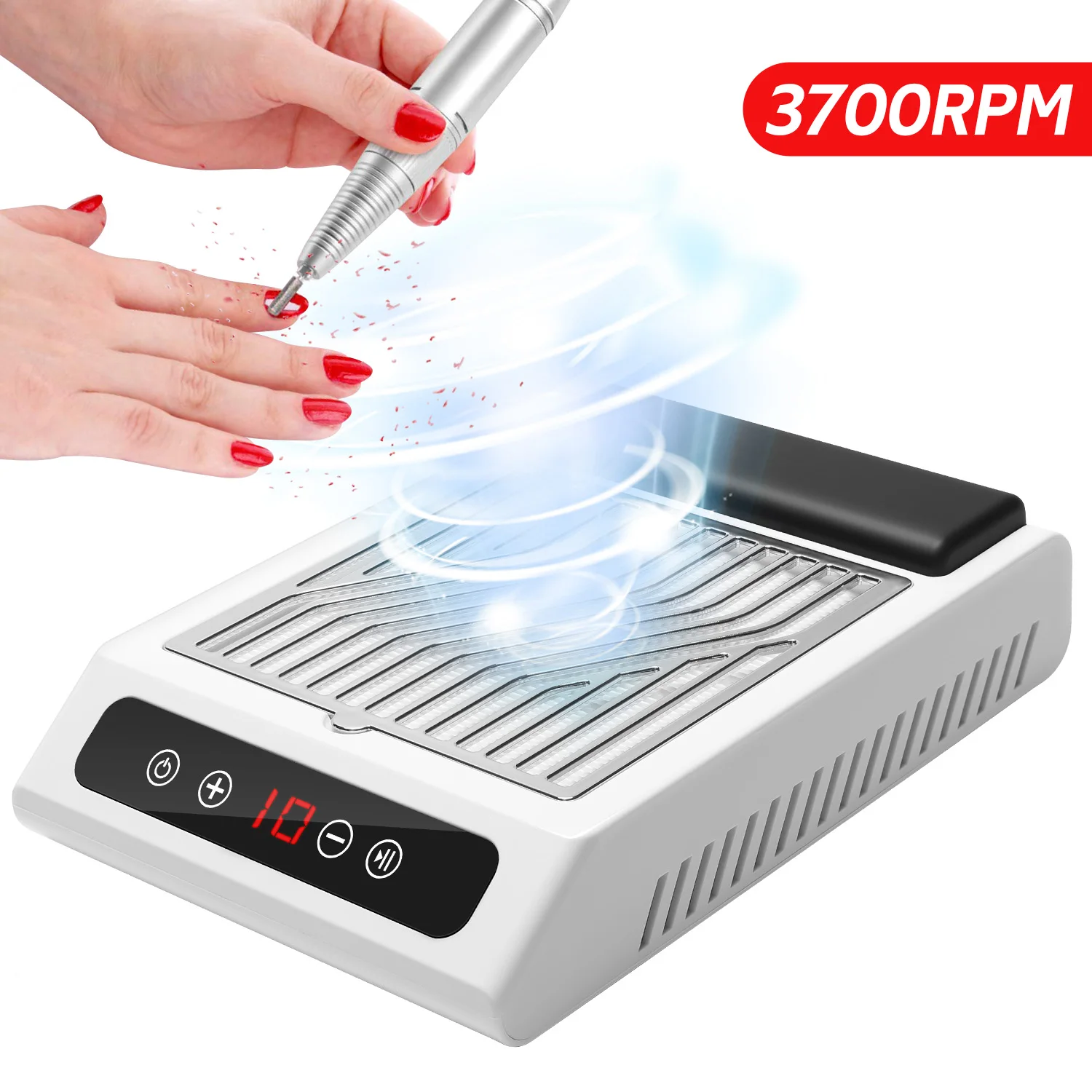 DianaBeauty 3700RPM Nail Dust Collector Manicure Nail Vacuum Cleaner with Removable Filter Speed Adjustable Nail Salon Tools