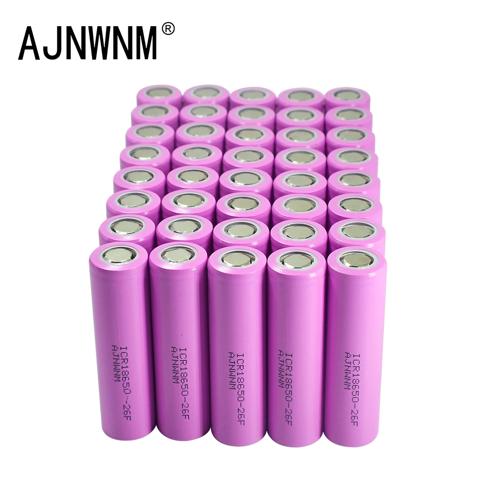 AJNWNM 40pcs/lot 3.7V 2600mAh Original 18650 rechargeable li-ion Battery For ICR18650-26F ICR18650 26F 2600 mAH batteries