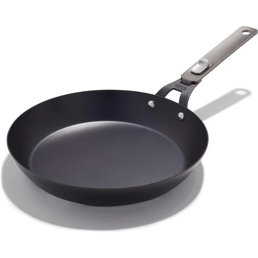 

Outdoor PreSeasoned Carbon Steel 10 Frying Pan Skillet with Detachable Handle for Easy Storage Ideal for Indoor Use Nonstick Pe