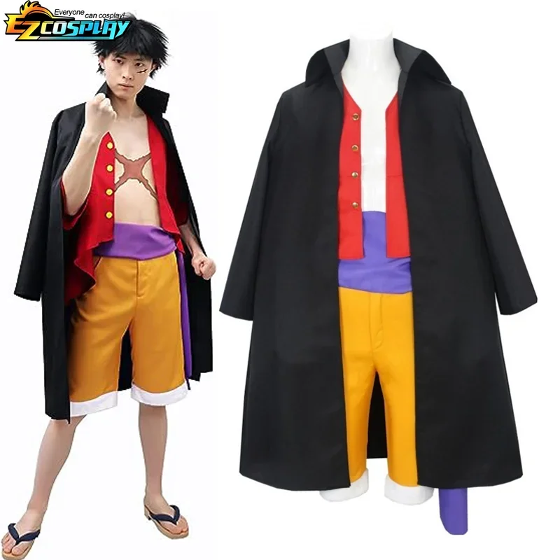 Monkey D. Costume Rufy per uomo Rufy Cosplay Trench Coat Wano Country Abiti per uomo Festa di Halloween Set completo
