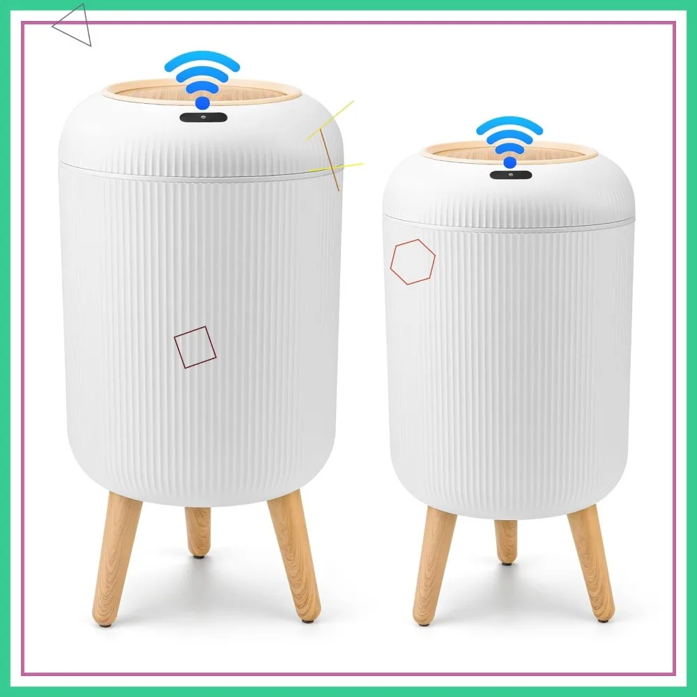 

2 Pack Automatic Trash Can 12L & 10L Motion Sensor Garbage Bin Touchless for Kitchen Bathroom Bedroom