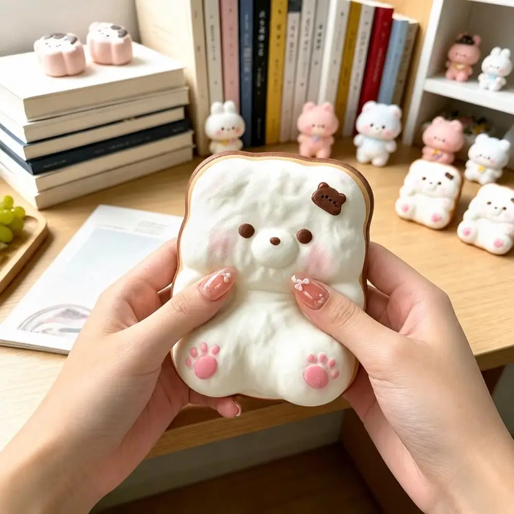 Moist Thick Round Bunny Bun Squeeze Toy Slow Rising Finger Suction Bear Toast Squishy Toy Foam Soft Texture