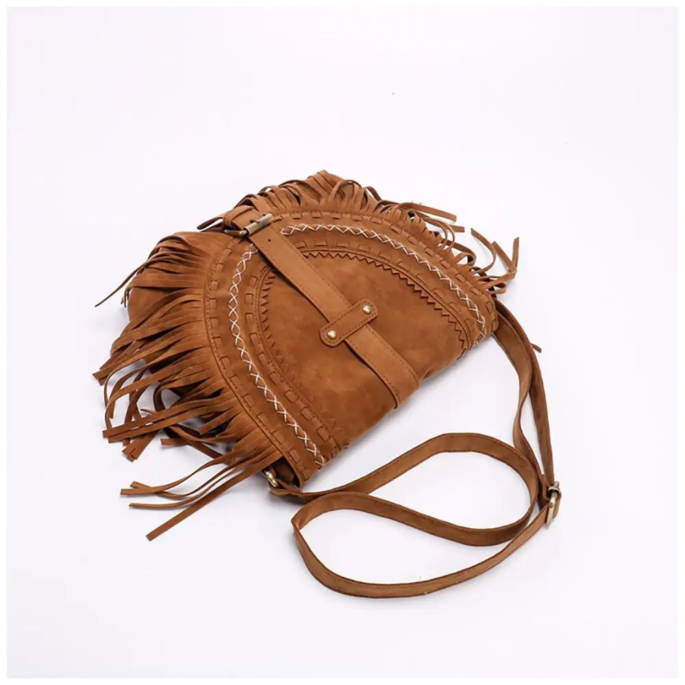 Imagem -03 - Retro Boho Estilo Mulheres Crossbody Bolsas de Camurça Falso Borlas Feminino Bolsa de Ombro para Travling Chique Design Sólido Mensageiro Pacote