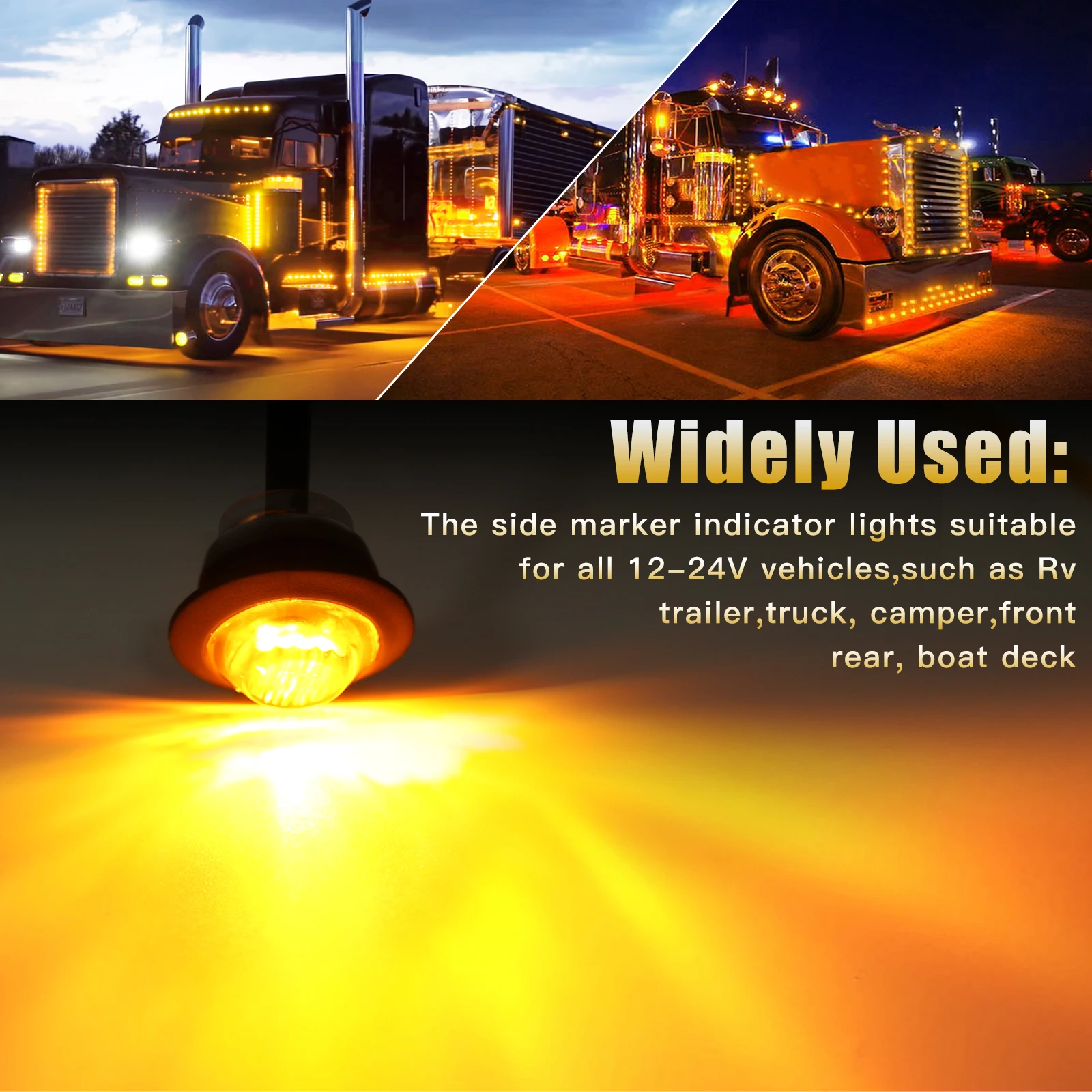 10 Uds. Luces LED de posición laterales redondas ahumadas de 24V, indicadores de lámpara de señal delantera y trasera, impermeables para camión,