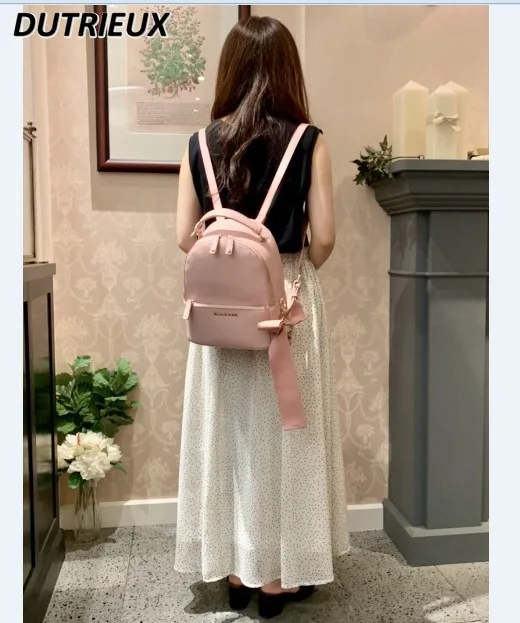 Japanese Style New Fashion Backpack Female Ribbon Bowknot Hanging Ornament Ladies Backpacks Fashion Casual Handbags for Women