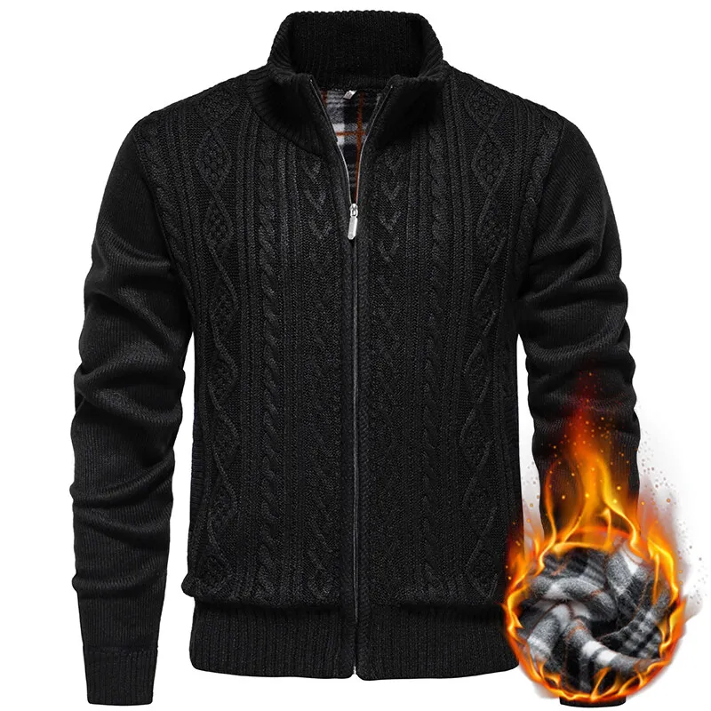 جديد الشتاء الرجال بالأزرار غير رسمية Sweatercoats جاكيتات جودة الرجال الصوف سمكا الدافئة الوقوف طوق سليم صالح بالأزرار معاطف 3X
