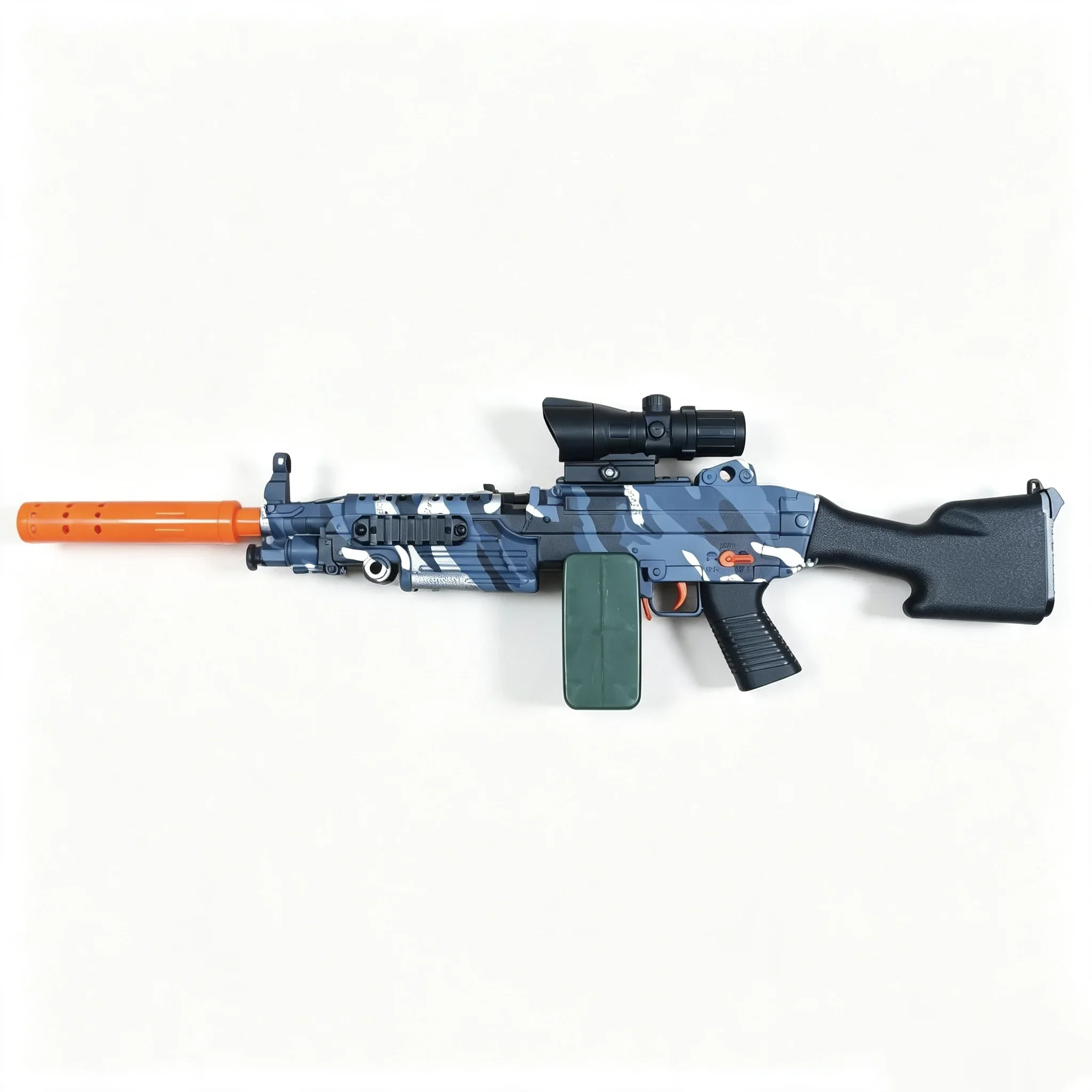 Rechargeable M249-Style Shooting Blaster, Electric Toy Gun for Hydrogel Pellet Outdoor Group Battles (Bullets Not Included)