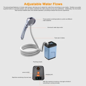 Portable Electric Shower Pump for Outdoor Camp, rechargeable battery, fed, waterproof, beach, pet irrigation 8 Main Sales Shoe Camping - №5