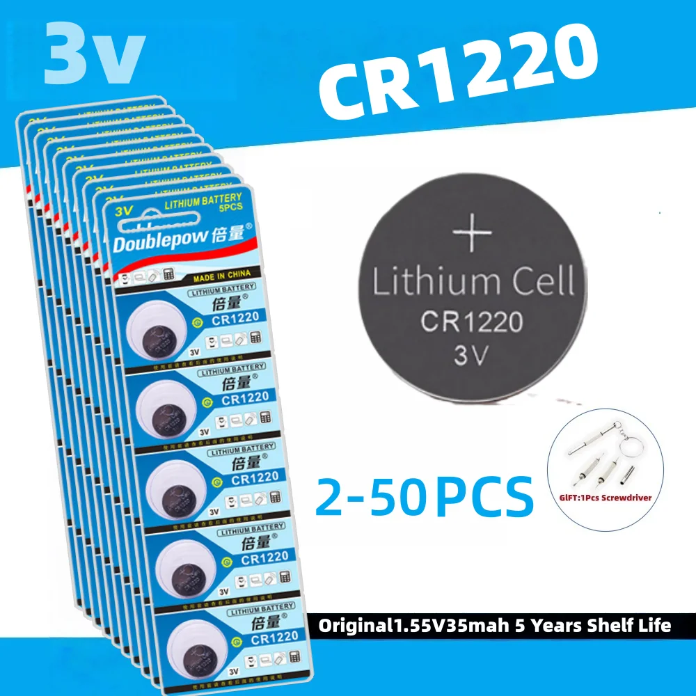 CR1220 3V Lithium Coin Cell Battery DL1220 BR1220 LM1220 5012LC for Watch Clock Remote Calculator