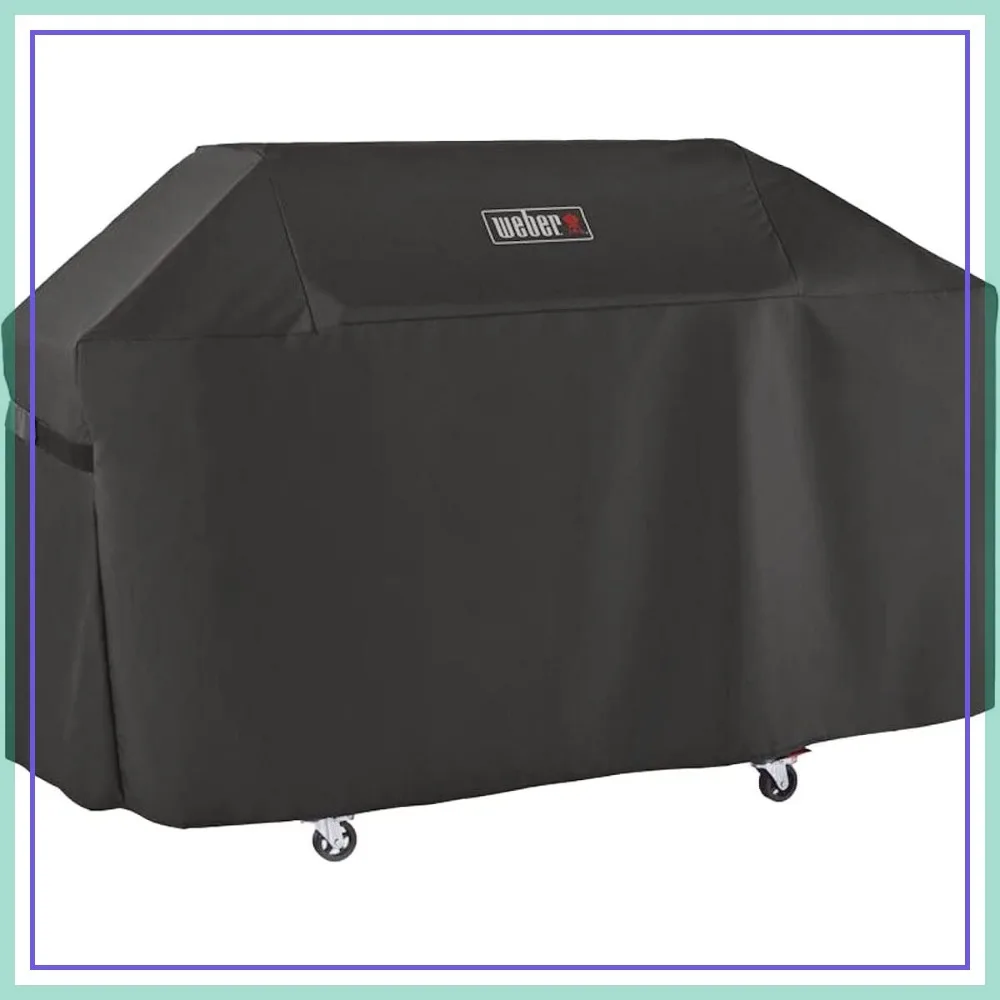 Waterproof BBQ Grill Cover for 4-Burner Gas Grills, Heavy Duty Outdoor Grill Protector with Straps, Black 68