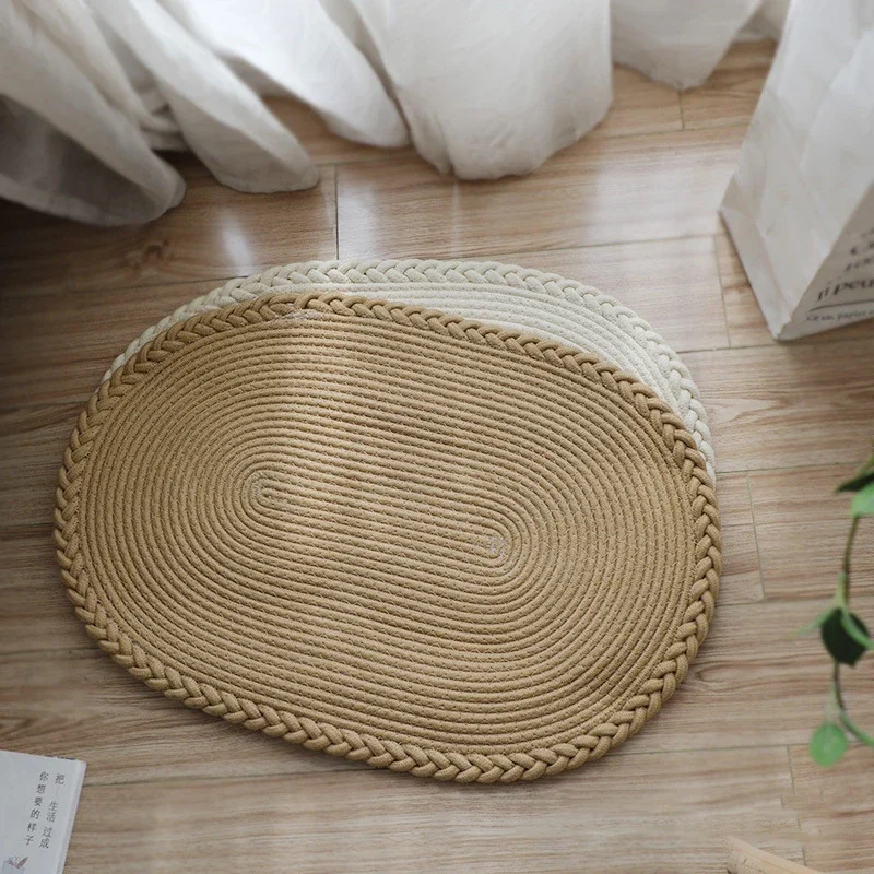 Simple Style 100% Jute Mat Rug Doormat  Handmade Carpet Floor Mat Non-slip Eco-friendly Rug Cushion Home Decoration 65*45cm