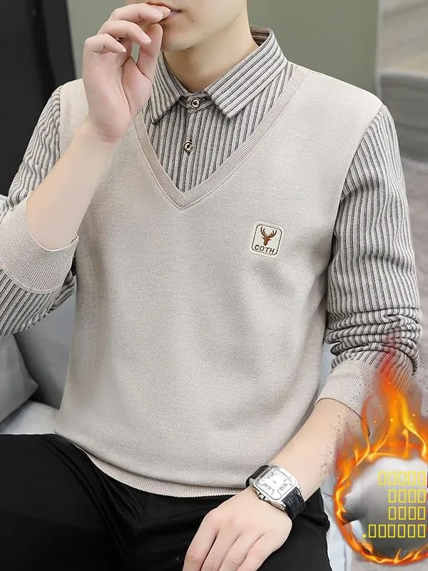 

Мужской вязаный свитер Thiened Fce Long Sve, теплая зимняя одежда Faion Ci Sle Dad, внутренняя одежда irt с геометрическим узором