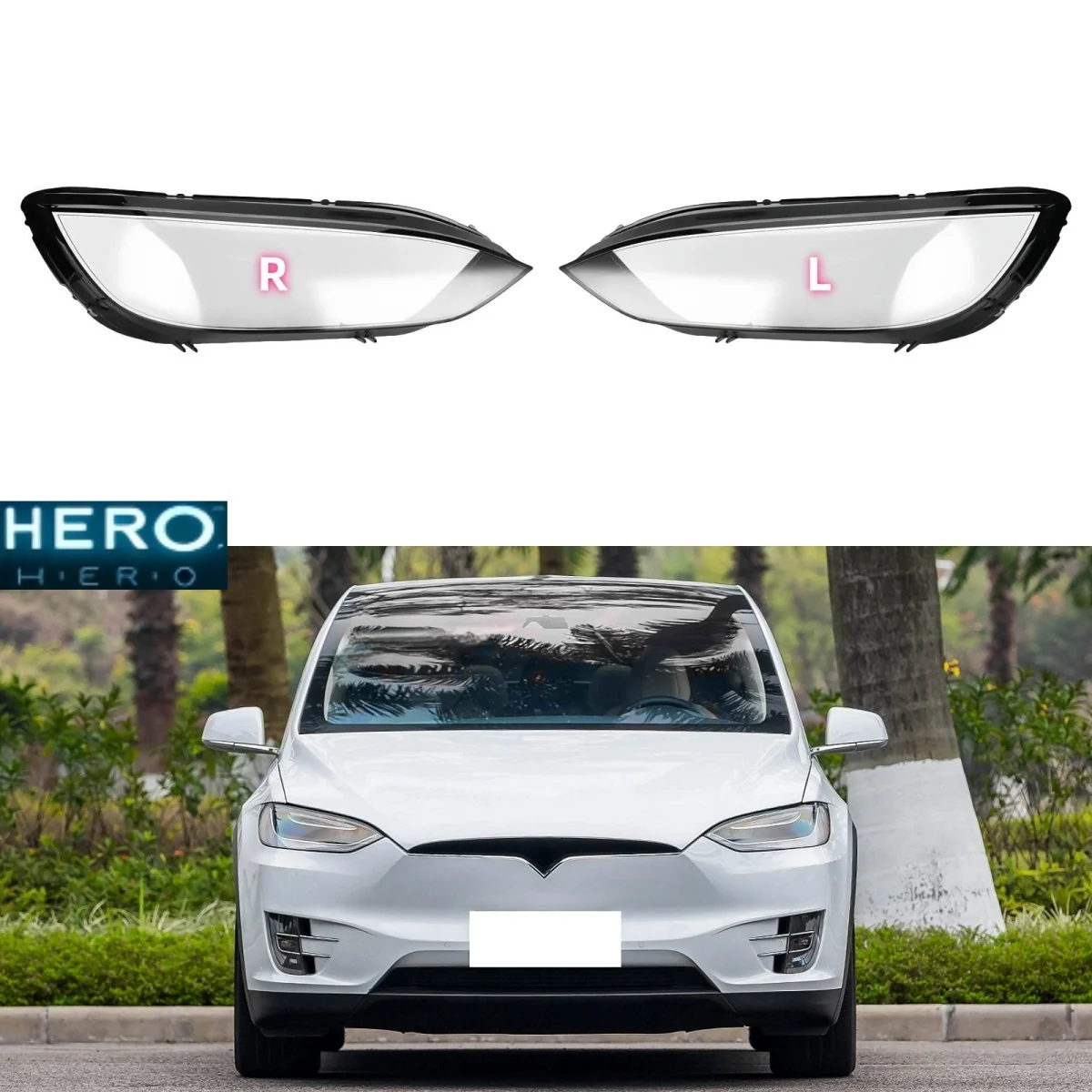 For Tesla Model X 2016 2017 2018 2019 2020 2021 2022 2023 Transparent Headlamp Cover Plexiglass Replace Original Lampshade