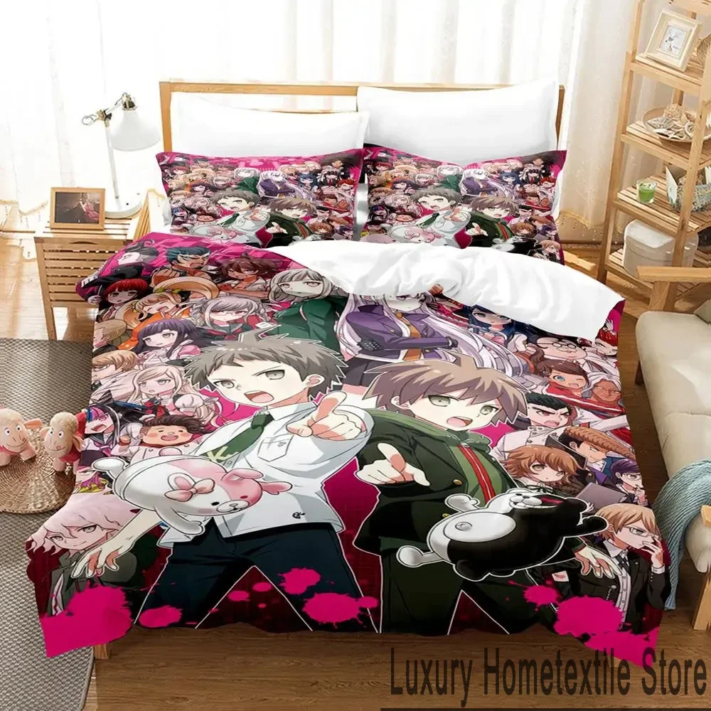 Anime Danganronpa Monokuma Bedding Set Duvet Cover Bed Set Quilt Cover Pillowcase Comforter king Queen Size Boys Adult