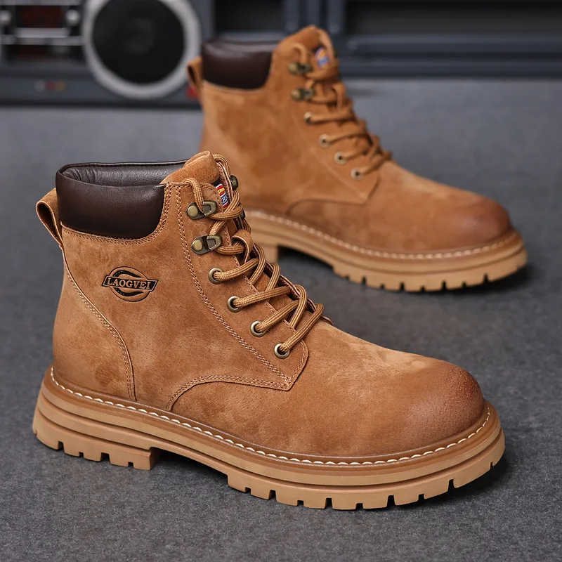 

Мужские ботинки, повседневная обувь для активного отдыха, модные кожаные ботинки на платформе, мужские ботинки до щиколотки, высокие рабочие ботинки, высококачественные ботинки на шнуровке