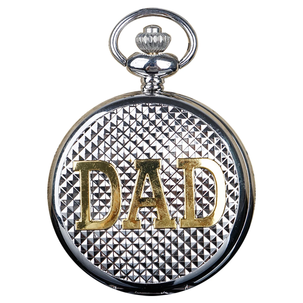 خمر الفضة الذهبي الفاخرة أبي ساعة جيب كوارتز فوب سلسلة قلادة رجالي الآباء هدايا عيد ميلاد ساعة Relogio De Bolso