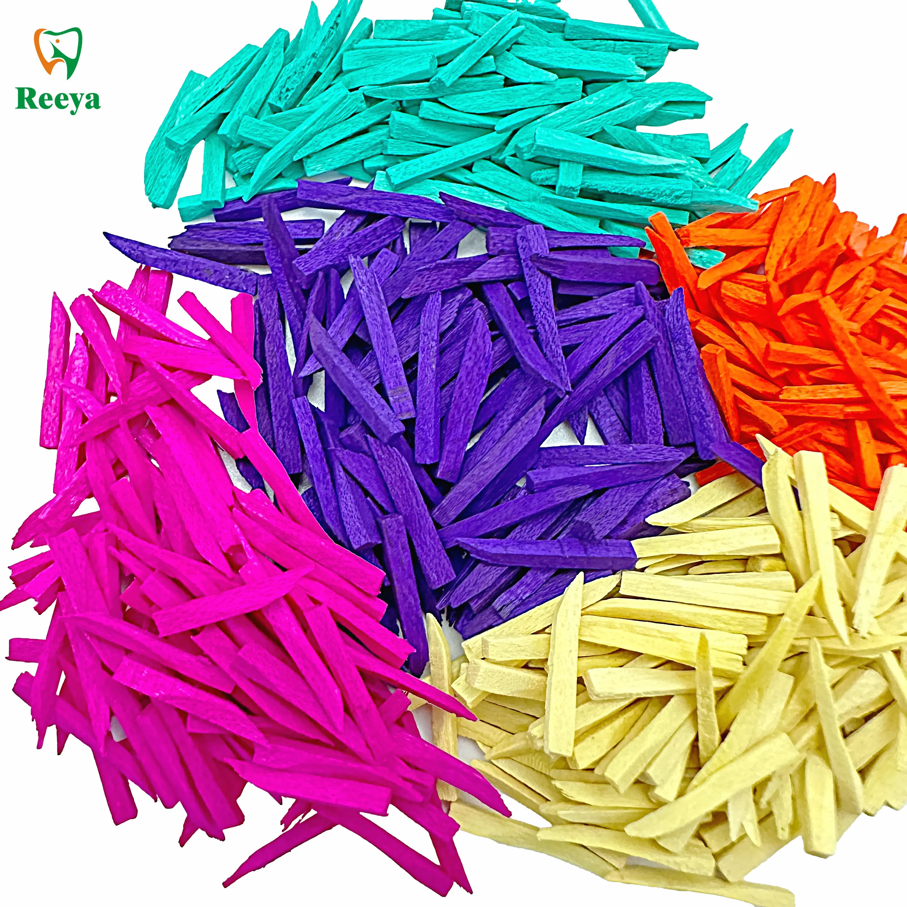 100pcs Dental Gap Wedges Wooden Tooth Wedge 5 Sizes  With Colored Dentistry Tool