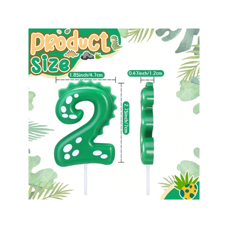 Dinosaur Birthday Candle Green Number Candle for Dinosaur Theme Party Decoration  Number Candle for Cake Top