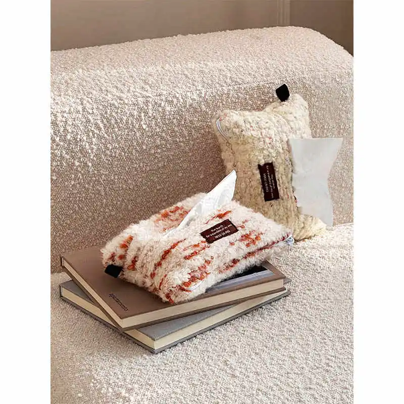 Miyu Color Woolen Tissue Bag Vintage Mixed Color Home Desktop Decoration Tissue Box Cream Meal Paper Cover