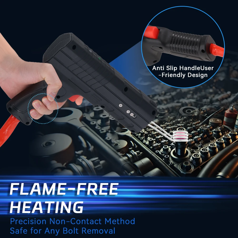 Podofo 1800W Induktionsheizgerät-Set, 8s Aufheizzeit, Induktions-Entfernungswerkzeug für Rostmuttern, Handgerät ohne Flamme mit 4 Spulen – Detail 1
