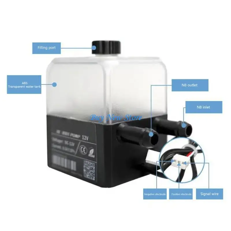 

20CE Quiet 300L/H PC Cooling with Rubber Damping Base and LED Power