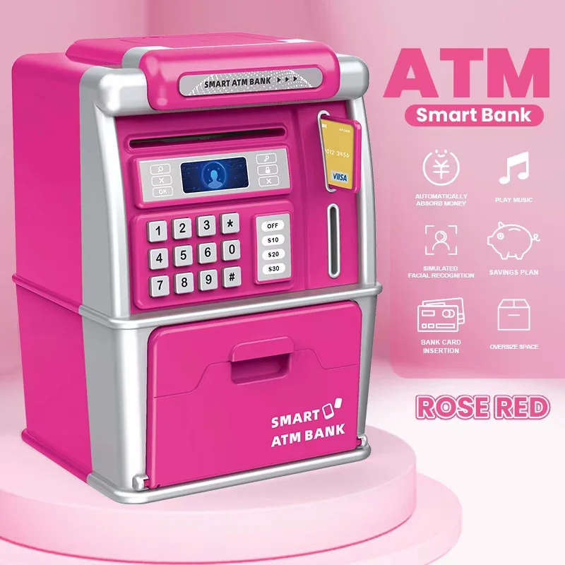 Kinderen ATM Automatische aanbetaling Teller Machine Speelgoed Slim wachtwoord Swipe Card Saving Box Elektronische spaarpot voor kinderen Kerstcadeau