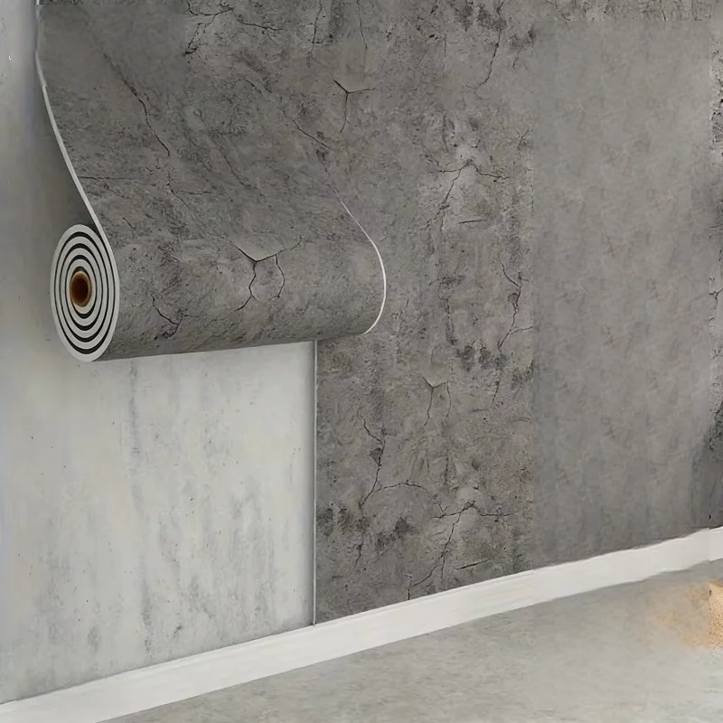 Foam Wall Panel 40cm×3m Concrete Texture Peel & Stick Self-Adhesive Wallpaper Waterproof Wall Sticker for Interior Renovation