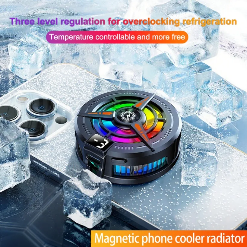 

Кулер для мобильного телефона, 3-ступенчатый регулируемый кулер для мобильного телефона, магнитный охлаждающий вентилятор с быстрой замерзацией для iPhone 12, 13, 14, 15, 16